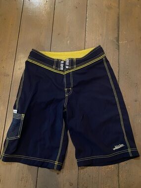 Y2K Hurley Navy Board Shorts with Yellow Trim surf/skater
